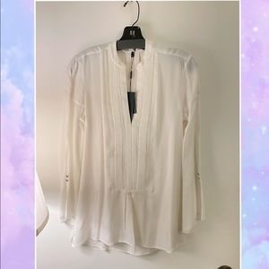 HALSTON HERITAGE | SHEER SLEEVE SILK TOP